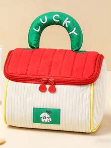 1pc Cute Country Style Makeup Storage Bag, Large Capacity Skincare Organizer, Multi-Functional Travel Storage Bag, Portable Handheld Travel Toiletry Bag - Multicolor - View 4
