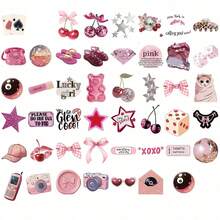 55pcs Pink Retro Y2K Aesthetic Stickers, Y2K Downtown Gifts, Groovy Stickers, 80s 90s Graffiti Stickers, Suitable For Laptop, Phone, Car, Skateboard, Water Bottle, Planner, Computer, Waterproof And Durable School Supplies - Pink - View 3