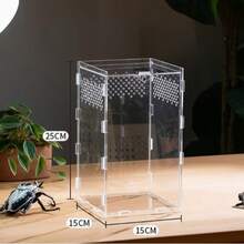 3D Transparent Magnetic Acrylic Reptile Breeding Box, Breathable Escape-Proof Stackable Observation Storage Tank, Home Desktop Pet Breeding Observation Box, Suitable For Beetles, Geckos, Snakes, Lizards, Turtles, Reptile Enthusiasts, Beginner Players, Multi-Pet Breeding Specialized Reptile Tank - White - View 2