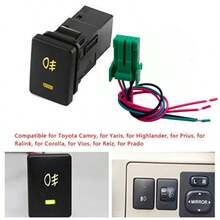 TRTY Car LED Fog Light Button Switch Kit, 4-Pin 12V Control Button Switch With Wire Connector, With LED Backlight Indicator, Suitable For Fog Lights, DRL, Power Control, LED Light Strips, Etc. (200 Series , 1.3x0.87 Inch) Fits Sequoia, Highlander, Landcruiser, Tacoma, 4Runner, 3Amp, Car Control Button Switch - Car Push-button Switch - View 3