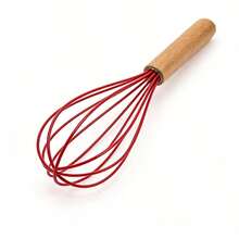 Wooden Handle Silicone Kitchen Utensils, Cooking Whisk Tool, Heat-Resistant Food Stirrer Accessory, Kitchen Tool; Whisk - Multicolor - View 8