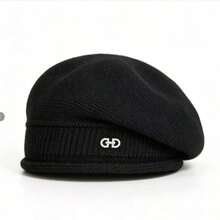 1pc Women's Knitted Beret Hat, Double D Rhinestone Decor, Winter Warm Soft Wool Knit Cap, Fashion Casual Daily Wear - A - View 5