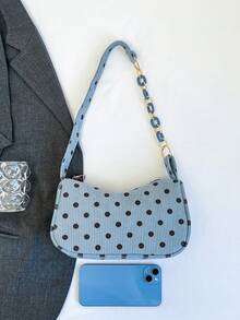 Colorblock Minimalist Cute Luxury Shoulder Bag - Navy Blue - View 6