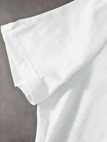 Casual Oversized Round Neck Drop-Shoulder T-Shirt By Mme Xia, Plus Size, Comfortable And Slightly Elastic. - 白色4 - 查看 3