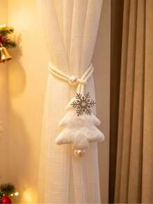 1pc Velvet Bowknot Rhinestone Christmas Tree Curtain Tieback, Tulle Curtain Holder, Suitable For Curtain Fixing, Tree-Shaped Snowflake Decorative Curtain Tieback, Easy Storage, Holiday Atmosphere Decoration, Christmas Gift - Multicolor - View 16