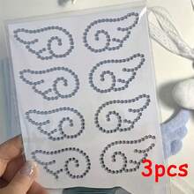 5/3/1pc Korean Silver Wing Rhinestone Stickers - Self-Adhesive Dreamy Cartoon Design, Shiny Wings And Hearts, Rectangular Plastic Decals, Suitable For Scrapbooking, Journals, Planners, Handmade Crafts - Durable Shiny Surface, Single-Use Decorative Stickers - Wings - View 11