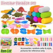 Children's Dinosaur Clay Set, Modeling Clay With Multiple Dinosaur Shaped Molds And Pressing Tools, Develops Children's Fine Motor Skills And Creative Ability. Suitable For Home Desktop Crafts, Outdoor Picnic Play, Parent-Child Interaction DIY, Perfect Gift For Christmas, Halloween, Birthday Party. - Multicolor - View 14