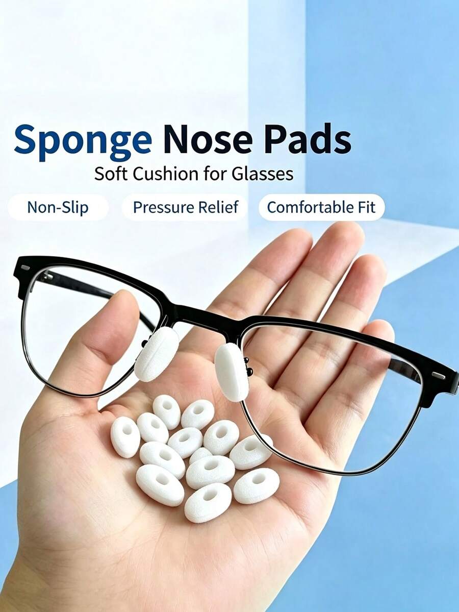 12/2pcs Soft Nose Pads For Glasses, Pressure-Relieving Anti-Slip Nose Pad Covers, Mark-Free Slow Rebound Nose Pads, Prevent Nose Injury From Impact