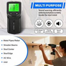 Backlit 5-In-1 Wall Scanner - Stud Finder For Wood, Metal, And AC Wire Detection - Battery Powered (Batteries Not Included) - Black - View 4