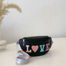 1pc Zipper Closure Fashion PU Leather Kids Waist Bag Girl Crossbody Chest Bag For Daily Use - A - View 10