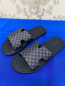 Men's Summer Sandals, Fashionable Versatile Men's Slippers, Men's Flat Sandals, Contrast Color Design, Minimalist Flat Slippers, Vacation Beach Roman Sandals - Black - View 5