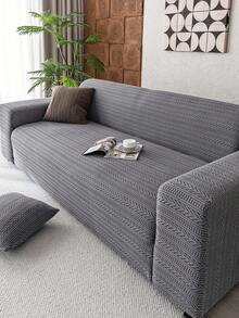 1pc Plush Velvet Stretch Sofa Cover, Pet-Friendly Non-Slip , Machine Washable Colorfast, Holiday Decor Adds Ambiance Protects Sofa, Fits 1/2/3/4 Seater Sofa, Comes With Anti-Slip Stick - Dark Grey - View 1
