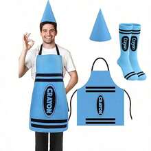 1pc/Set Unisex Colorful Apron Role Play Costume Set, Includes Colorful Apron And Cone Hat, Suitable For Party Games Role Play, World Book Day And Adult Dress Up - Multiple Styles - View 18