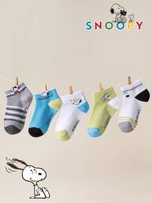 10/5/1 Pair Snoopy Kids Socks, Sports Striped Socks With Puppy Pattern, Short Socks For Autumn/Winter, Suitable For Students, Gift And Daily Use - Multicolor - View 11