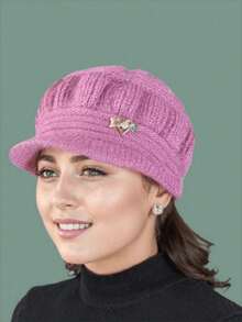 1 pièce Bonnet tricoté pour femme, bonnet à capuche épais pour l'hiver, bonnet tricoté respirant et chaud pour l'extérieur, fabriqué en fibre de polyester, lavable à la main ou à sec, design élastique, accessoire de mode pour femmes - A - Voir 4