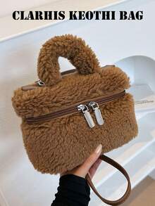 Metal Zipper Accessory, Dual Zipper Opening, Suitable For Commuting, Shopping, Dating, Short Trips, Daily Matching, Multi-Use, Crossbody And Shoulder Bag, Atmosphere, Elegant Handbag - Coffee - View 8