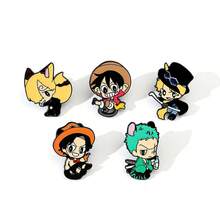 6pcs Anime "One Piece" Metal Enamel Brooches, Luffy & Zoro Version Cartoon Character Lapel Pins, Straw Hat Pirates Backpack & Jacket Decoration Collectibles - Multicolor - View 15