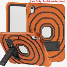 Protective Case Compatible With Ipad 10th Gen 10.9 Inch A16/ 10.2/7th Gen 8th Gen/9th Gen Protective Shell A9 Plus/A11 Plus Shockproof Anti-Drop With Stand Silicone PC Case - Orange + Black - View 11