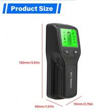 Backlit 5-In-1 Wall Scanner - Stud Finder For Wood, Metal, And AC Wire Detection - Battery Powered (Batteries Not Included) - Black - View 2