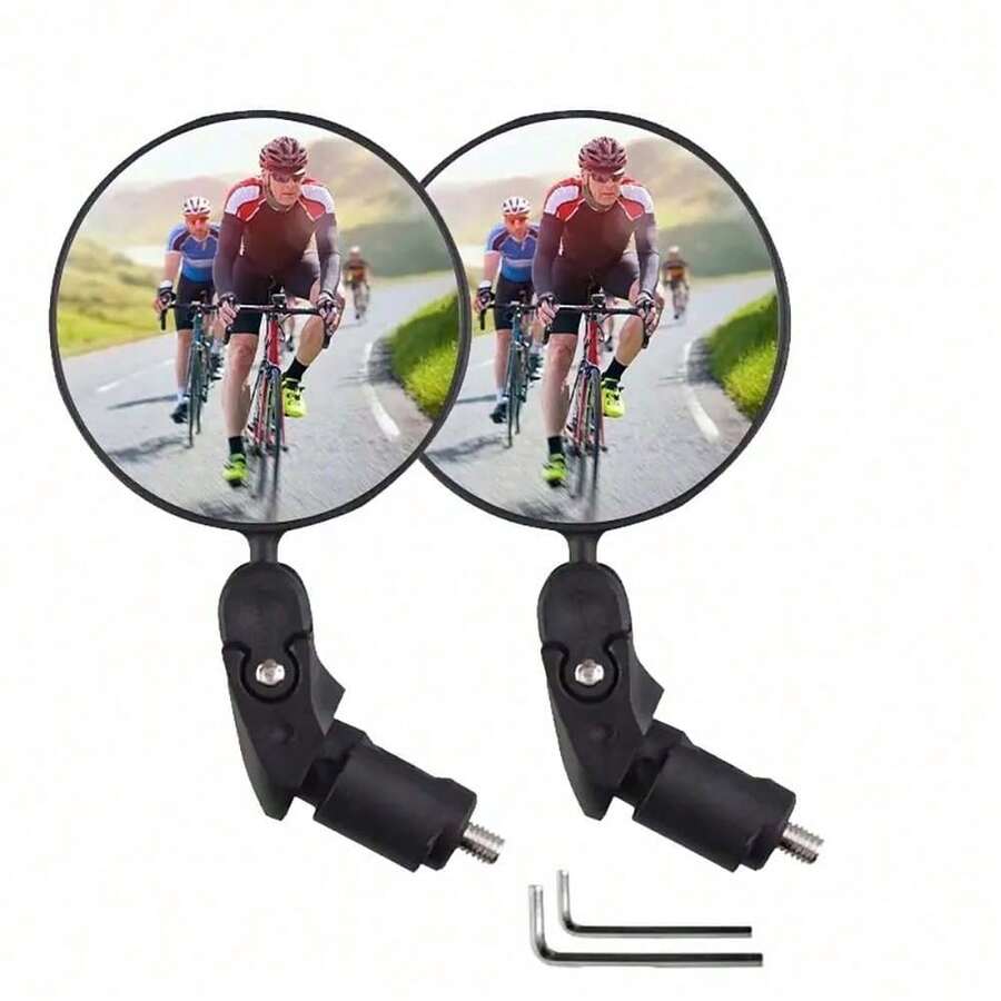 1 Pair Mountain/Road Bike Reflective Mirrors, 360° Rotating Handlebar Mount, High Definition Wide-Angle Convex Bicycle Rearview Mirrors - Black - View 1