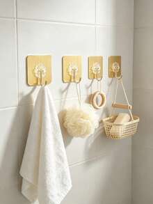 Seamless Hooks Behind The Kitchen Door, Clothes, Strong Adhesive, No-Hole Wall Hanging, Cute Towel And Keychain Hooks For Office And Closet Decoration, Home Furniture Storage Rack - Gold - View 8