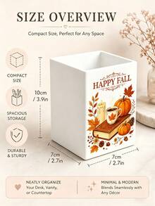 1個「HAPPY FALL」多功能收納整理盒－餐具架、桌面收納盒（適用於收納餐具、吸管、茶包、筆、遙控器），小巧省空間，適合廚房、辦公室、客廳，萬聖節禮物 - 彩色 - 查看 7