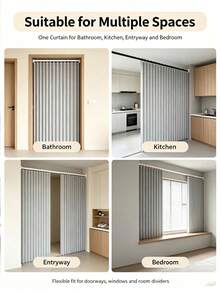 Modern Beige Shower Curtain - Thickened Faux Linen Waterproof Layer Door Curtain, Foldable Design, Space-Saving, Effectively Prevents Deformation, Achieves Dry And Wet Area Separation In Bathroom - Beige - View 8
