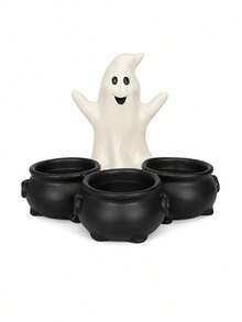 1 Tempat Lilin Teh Bentuk Kuali Tiga Tingkat Bergaya Gotik, Tempat Lilin Multi Lubang, Dekorasi Suasana Meja Halloween, Dekorasi Pesta Rumah - Tempat lilin hantu tiga silinder - View 7
