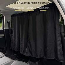 2/4pcs Blackout Car Privacy Divider Curtain + Side Window Curtain Set, 95% Blackout UV Protection Rear Seat Divider Curtain, Easy Install Black Privacy Window Curtain Set - A - View 10