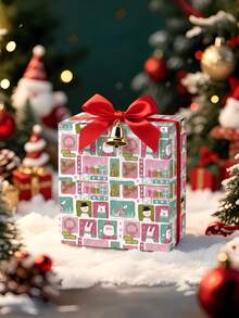 1 Roll Of Christmas Gift Wrapping Paper Featuring A Collage Of Christmas-Themed Patterns;Perfect For Christmas Gift Wrapping,Holiday Party Decor,Home Festive Decoration,DIY Craft,Festive Favour Wrapping Dimensions: 43 Cm X 300 Cm. - A - View 4