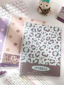 1pc B5 Notebook (60 Sheets) Leopard Print Polka Dot Scissors Clip Loose Leaf Binder Detachable Notebook Journal Diary Planner Spiral Notebook - Multicolor - View 9