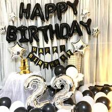 1 Set Balon Banner Selamat Ulang Tahun, Huruf Foil 16 Inci, Perlengkapan Pesta Dekorasi Ulang Tahun yang Dapat Digunakan Kembali (Hitam) - Selamat Ulang Tahun untuk Orang Kulit Hitam - View 1