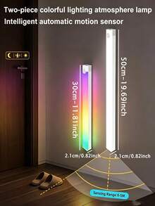 3pcs Human Body Sensing RGB LED Atmosphere Light Bar, Magnetic Rechargeable Color Gradient Light, Multi‑Mode Gaming Desk Closet Cabinet Bedroom Decor Night Light - RGB LED Strip Light - View 6