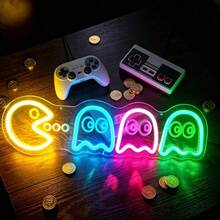 Gaming Theme Ghost Neon Wall Light, Gaming Room Bedroom Wall Decor, USB Powered Creative Atmosphere Night Light - Multi-color - View 4