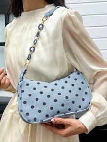 Colorblock Minimalist Cute Luxury Shoulder Bag - Navy Blue - View 2