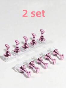 Y2K-Style Rose Gold Nail Display Set (1 Set) ; Suitable For Nail Displays, Practice Sessions, And DIY Manicures For Beginners At Home. - Multicolor - View 9