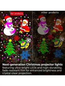 1pc Snowflake Christmas Party Light, Snowflake Projection Light, LED Stage Light, Rotating Christmas Pattern, Outdoor Holiday Lighting, Christmas Decoration, USB Power Cable, Christmas - Black - View 9