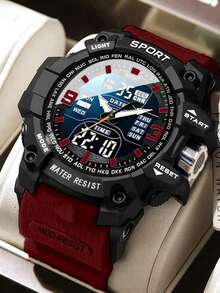 1pc Multi-Function Sports Electronic Watch With Dual Display, Suitable For Daily Wear, Great Gift Option - one-size - View 4