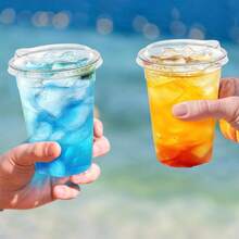 16 Oz 20/40/100 Pcs Clear Plastic Cups With Lids, Sturdy Iced Coffee Cups With Straw Lids, Food- Smoothie Cups, Suitable For Cold Drinks, Juice, Milkshake Party Cups - Clear 16oz - View 8