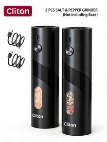 CLITON Premium Electric Salt Pepper Grinder, One‑Hand Auto Mill W/ LED Light & Lit Charging Base, Built‑In 300mAh Lithium Battery, 3 Options: Single Unit, 2‑Pack, Charging Base Gift Set, Kitchen Gadget, New Year & Kitchen Gift, Housewarming Holiday Present - Multicolor - View 17