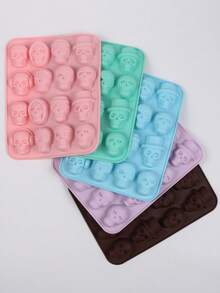 1pc Halloween Style Skull Silicone Mold, DIY Baking Chocolate Candy Ice Pudding Mold, Used For Scary Halloween Party Cake Decoration, Dessert Making Tool - Multicolor - View 11