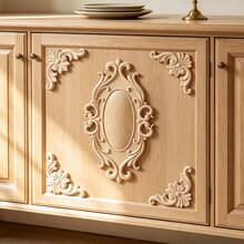 5pcs Solid Wood Carved Diamond Applique Home Decor, Unpainted Wood Carving Combination Applique, Scroll Carving, Suitable For Cabinets, Doors, Windows, Furniture, Background Walls, Entryways And Other Decorations, Holiday Decor, DIY Decor. - Multicolor - View 7