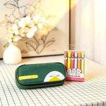 Ins-Style Niche Pencil Case, Large Capacity Stationery Box For Students, Highly Attractive Multi-Layer Storage Bag And Box With Eye-Protection Fluorescent Pens, Cartoon Animal Design, Fluorescent Markers, Student Marker Pens, Colorful Planner Pens - Multicolor - View 9