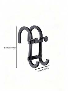 1pc Black Multi-Function Bathroom Storage Hook, No-Drill Towel Rack, Bath Sponge Holder, Razor And Cleaning Tool Storage Rack, Suitable For Shower Rod, Glass Door And Shelf, Also Can Be Used As Phone Stand - Multicolor - View 7