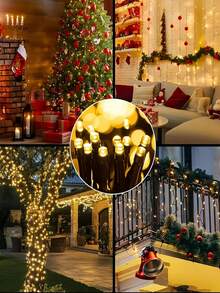 1pc 20/50/100/200LED Solar Lights, Outdoor Solar Christmas Lights, 8 Flashing Modes, IP65 Waterproof Fairy Lights, Suitable For Christmas Tree, Garden, Wedding, Camping, Halloween, Trees, Party, Autumn, House, Christmas Decoration - Solar Led String Light - View 9