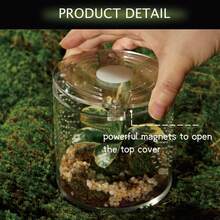 Terrarium Akrilik untuk Reptil & Laba-laba – Kandang Anti Bocor Ukuran Kecil/Sedang/Besar (Horizontal/Vertikal) | Ideal untuk Tarantula, Laba-laba Lompat, Katak & Cicak (Kecil, Bulat) - Clear - View 5