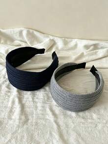 1pc Vintage Knitted Wide Headband, Elegant & Minimalist, Suitable For Commuting, Makeup, Daily Wear And Vacation - Multicolor - View 5