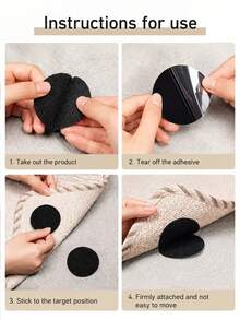 100pcs Strong Self-Adhesive Fastener Dot Stickers, Reusable Self-Adhesive Hook And Loop Tape, Non-Slip Pad Adhesive Tape, Suitable For Carpets, Bed Sheets, Mattresses, Sofa Cushions, Rugs And Other Items Needing Fixation, Designed To Prevent Slipping, Strong Backing Adhesive, No Residue Easy Removal, Carpet Non-Slip Stickers (100/60/20/2pcs) Optional - Multicolor - View 6