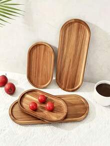 Wooden Tray - Versatile Snack Tray, Dessert Plate, Cheese Board, Fruit Platter, Can Be Washed, Decorated, Premium Kitchen Accessory, Suitable For All Seasons - Brown - View 9