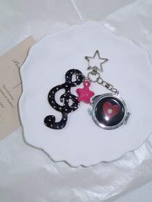 1pc Original Y2K Cat Bag Charm, Portable Makeup Mirror Keychain, Birthday Gift, Heart Pattern Bag Decor, Key Ring, Bag Pendant - Silver - View 14